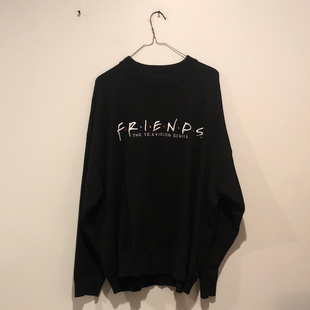 Culturefly Friends Logo Embroidered Knit Style Crewneck Sweater